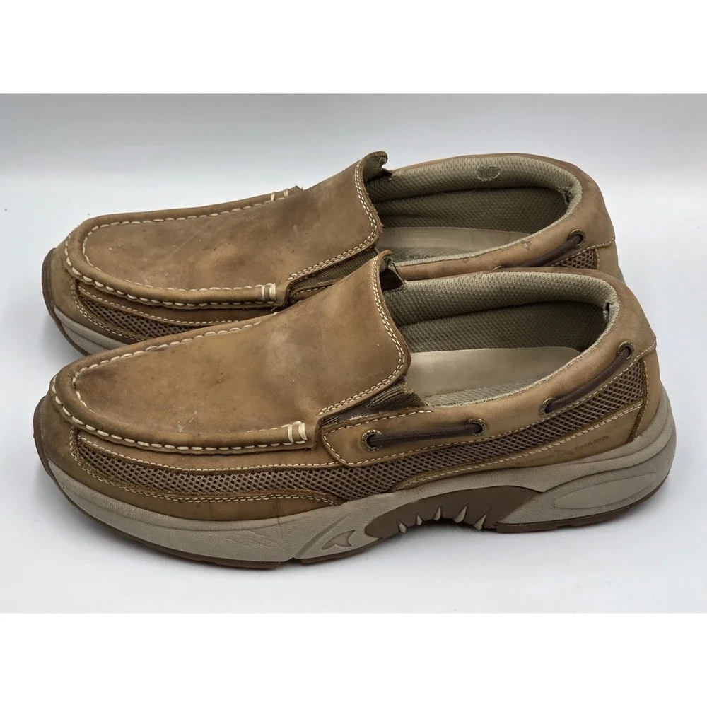 Rugged Shark Boat Shoes Men's‎ 9.5M Atlantic Cognac Tan Leather Lace Up Comfort